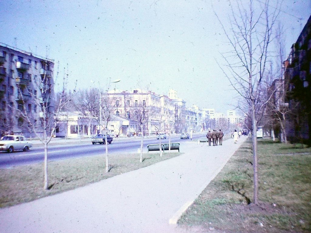 Фотографии Новомосковска, ул Советская, каштаны только высаживают, 1989 год